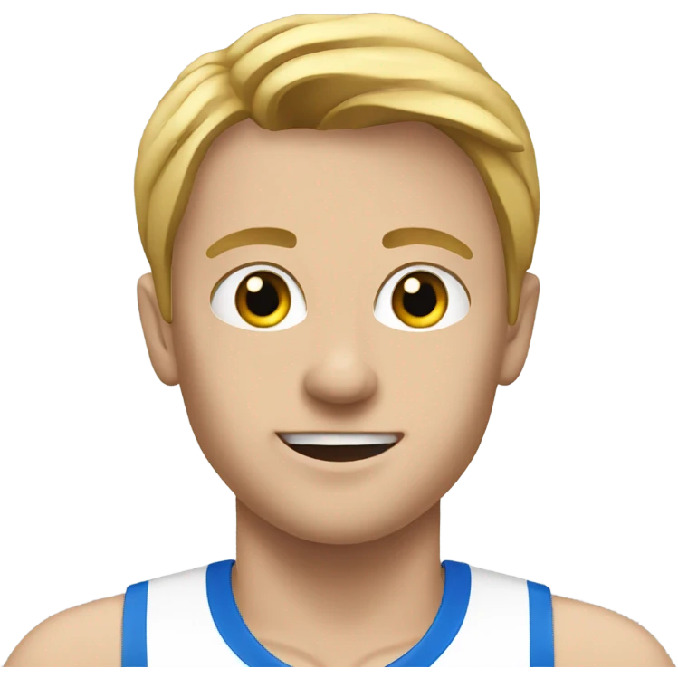 European athlete with a heart emoji