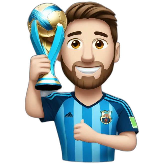 Messi holding world cup emoji