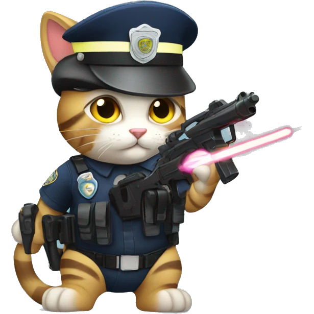 Police Cat with a lazer gun emoji