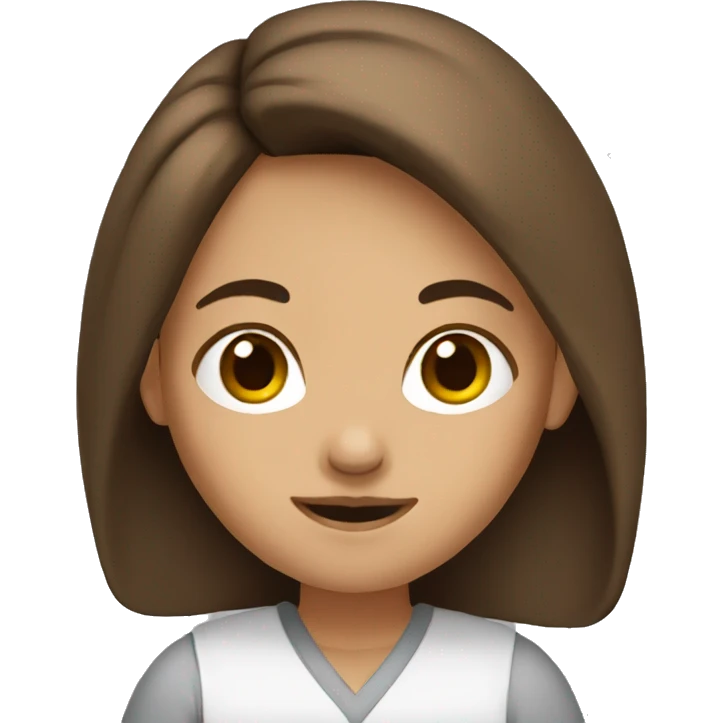 Girl with brown hair writing  emoji