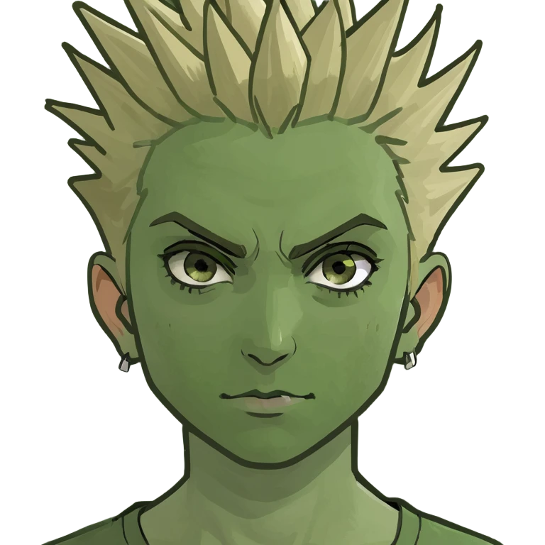 masc lesbian hazel eyes dirty blonde short spiky hair emoji