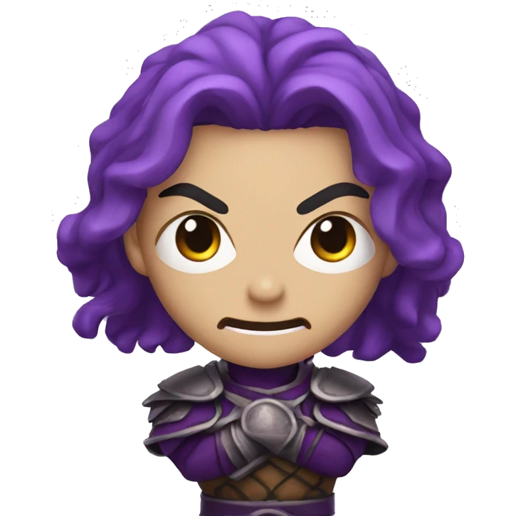 Demon slayer with purple head and background emoji