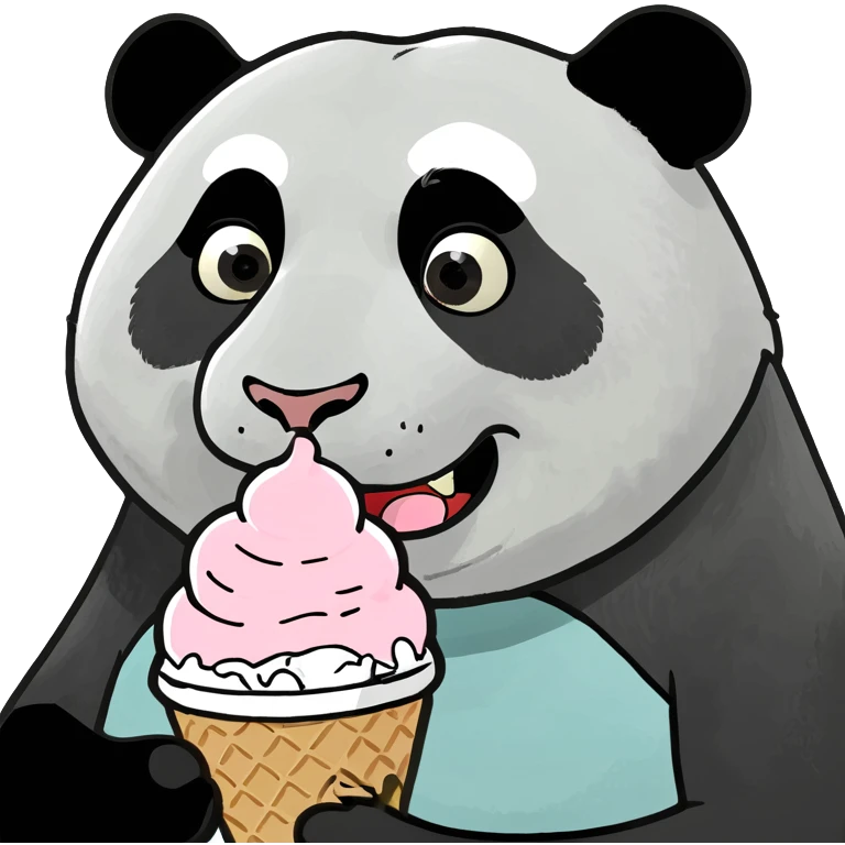 Panda eating ice cream emoji