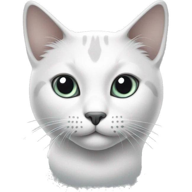 Cat white and grey with a white dot in the tail emoji
