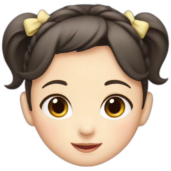 Japanese baby girl with two ponytail dark hair smiling emoji