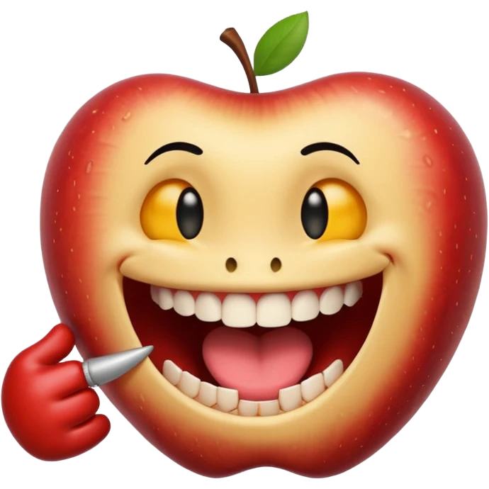 Apple IOS Smiley face with open mouth and teeth biting an arm like a love bite emoji