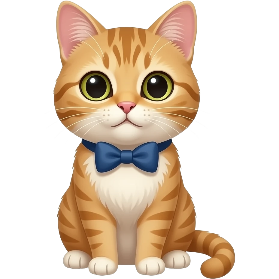 A cat wearing a bow tie on its ear emoji