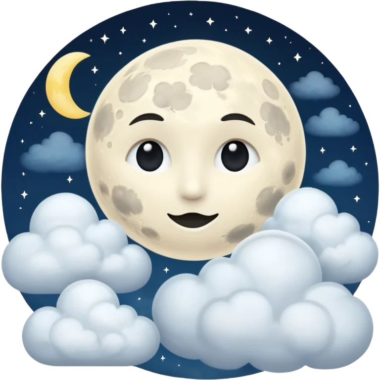 moon with clouds, ultra realistic emoji
