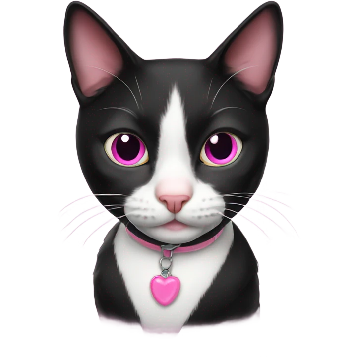 Tuxedo cat with pink nose emoji
