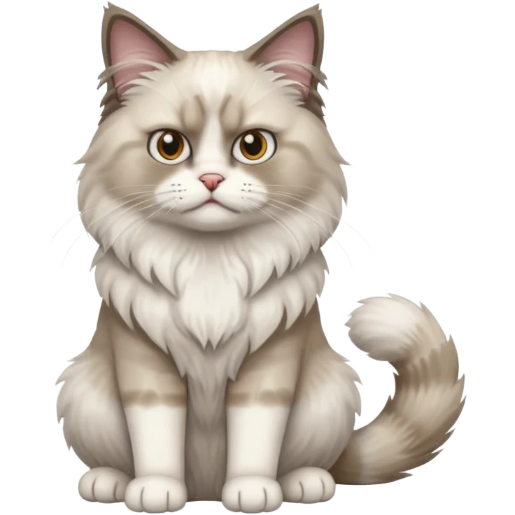 Angry Ragdoll cat sitting full body emoji