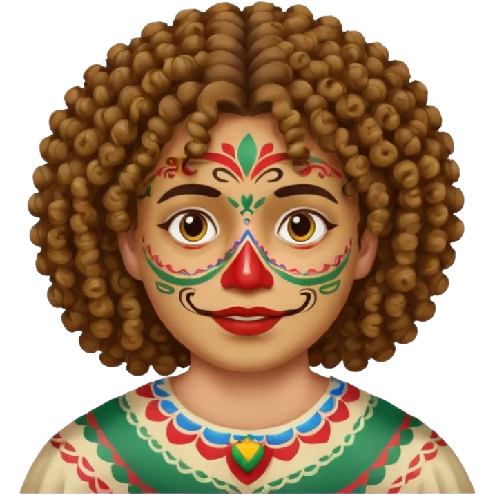 painted face mexican theme, curly hair emoji