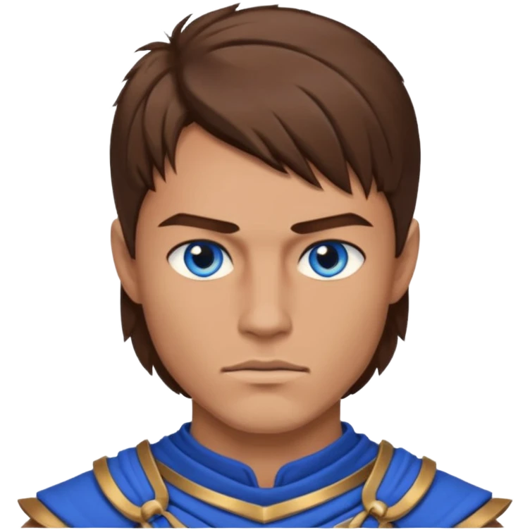 Brown warrior hair cut with blue eyes male emoji