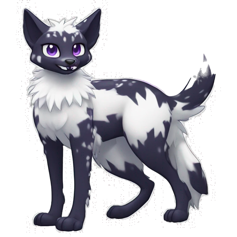 Epic Edgy Black White Purple ethereal Sergal-shiny sparkle starry Serval-Fionbri full body emoji