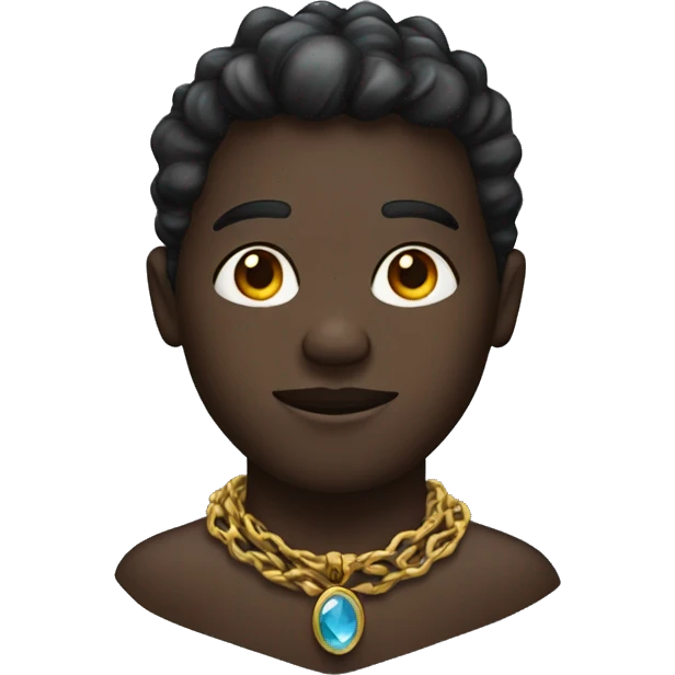 A dark skin with necklace around his neck emoji