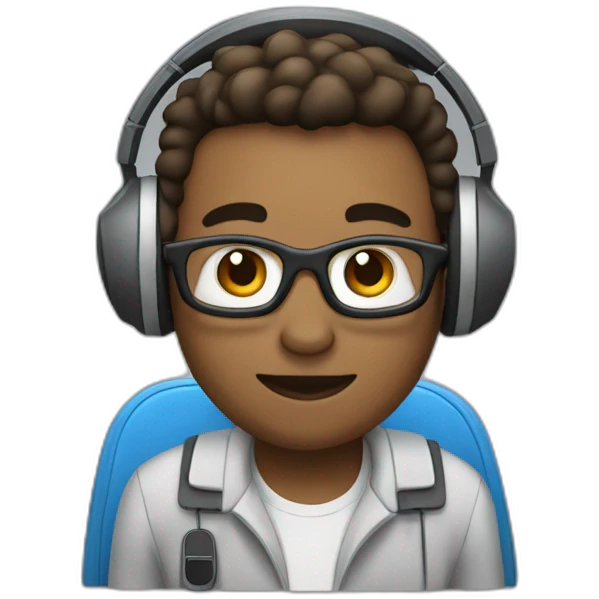 it employee with computer desck and headphones emoji