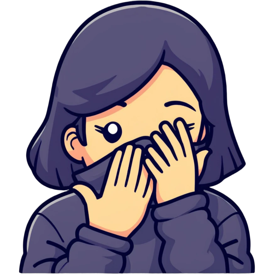 pastel blue girl covers her face with her hand emoji
