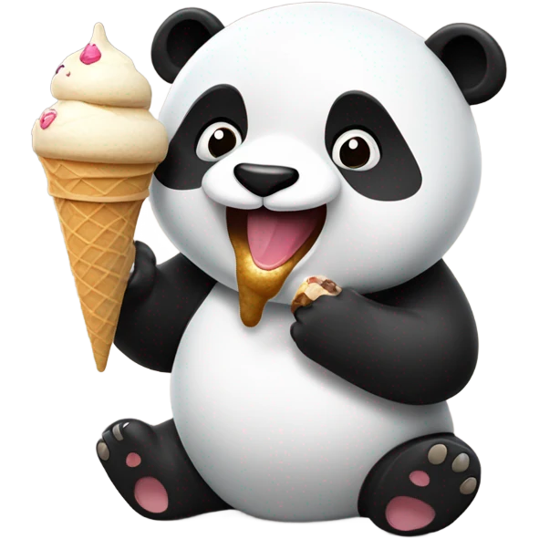 Panda eating ice cream emoji