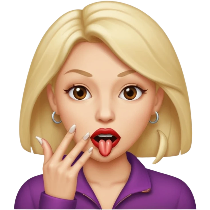Big lips long nails bestie circle head biting her 1 nail emoji