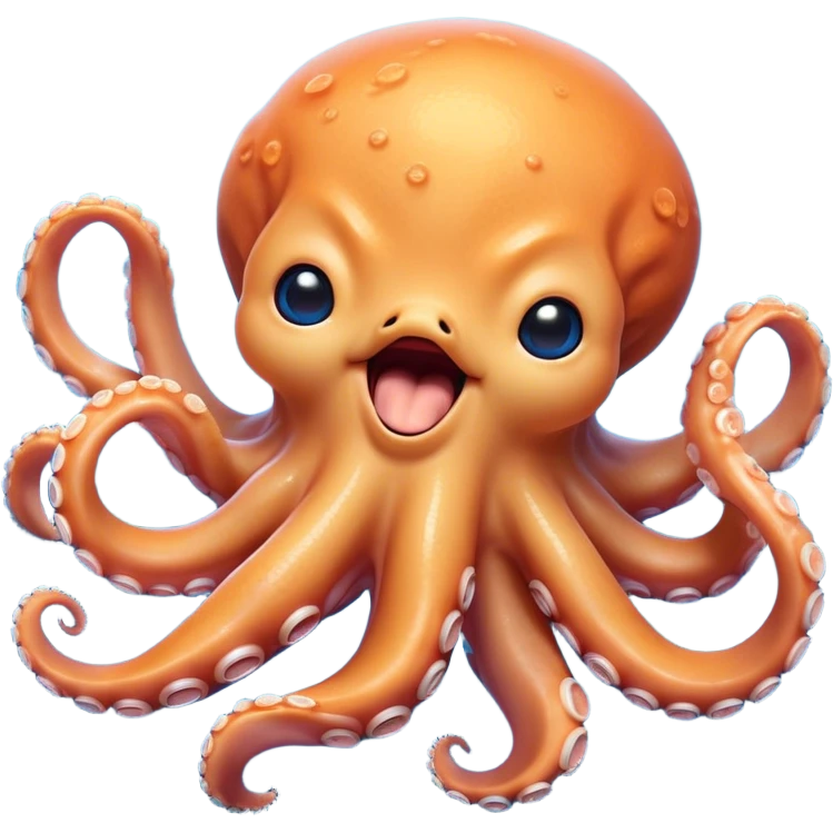 Cinematic Cute Yawning Octopus Portrait Emoji, Head tilted slightly with a dramatic, wide-open yawn, showcasing a plump, light orange body decorated with delicate blue rings and loosely draped arms with sleepy, half-closed eyes, Simplified yet irresistibly adorable features, highly detailed, glowing with a soft, cozy underwater glow, high shine, relaxed yet expressive, stylized with a hint of whimsical aquatic charm, soft glowing outline, capturing the essence of a drowsy yet affectionate octopus that appears ready to stretch and yawn its way out of the screen! emoji