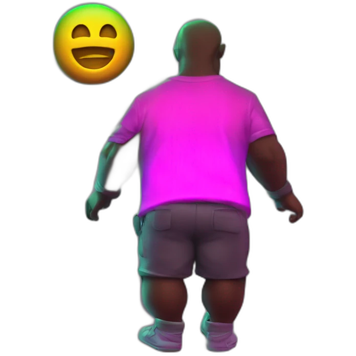Juicy booty neon sign style man emoji