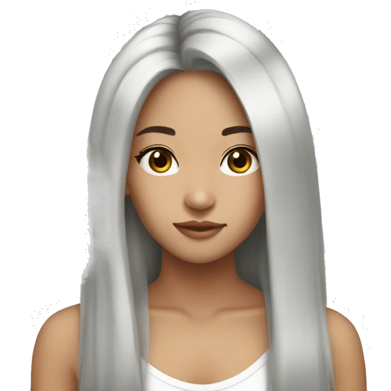 girl Asian long hair black emoji