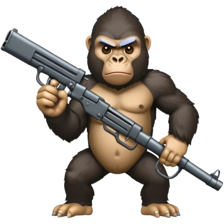 A mean gorilla holding a big gun emoji