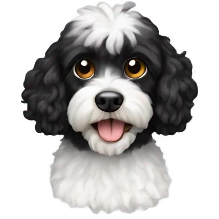 Black Cavapoo with white fur on chest emoji