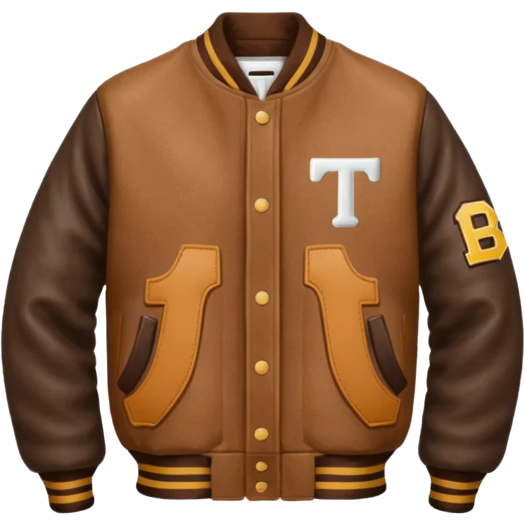 brown varsity jacket with 
left side : T 



 emoji