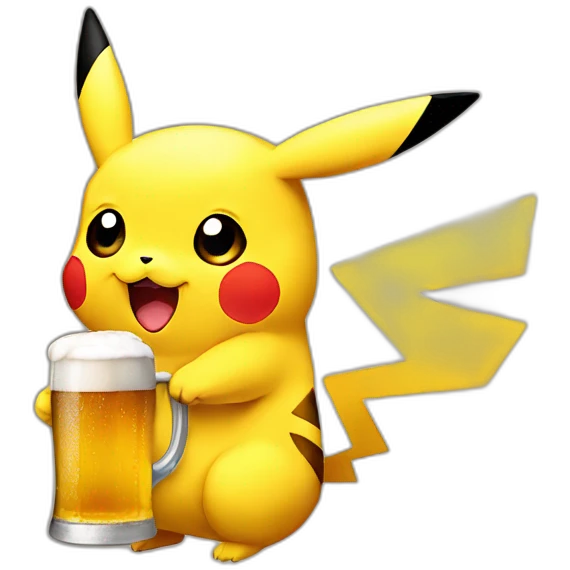 pikachu driking beer emoji