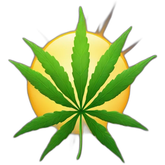 weed leaf in front of the sun emoji