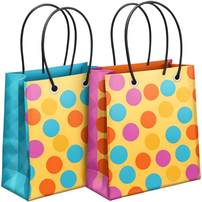 2 aesthetic shopping bag with pattern emoji
