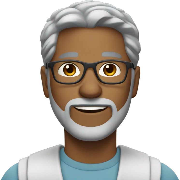 white man, 40 years old, wears glasses, gray hair, short gray beard emoji