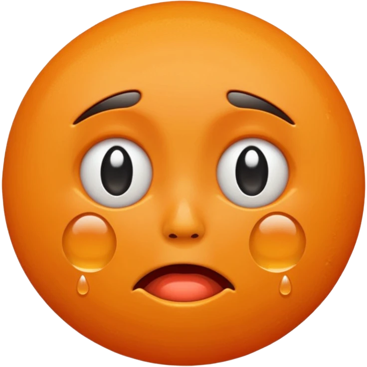 Orange with crying face emoji