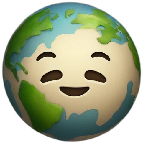 earth with a happy face emoji