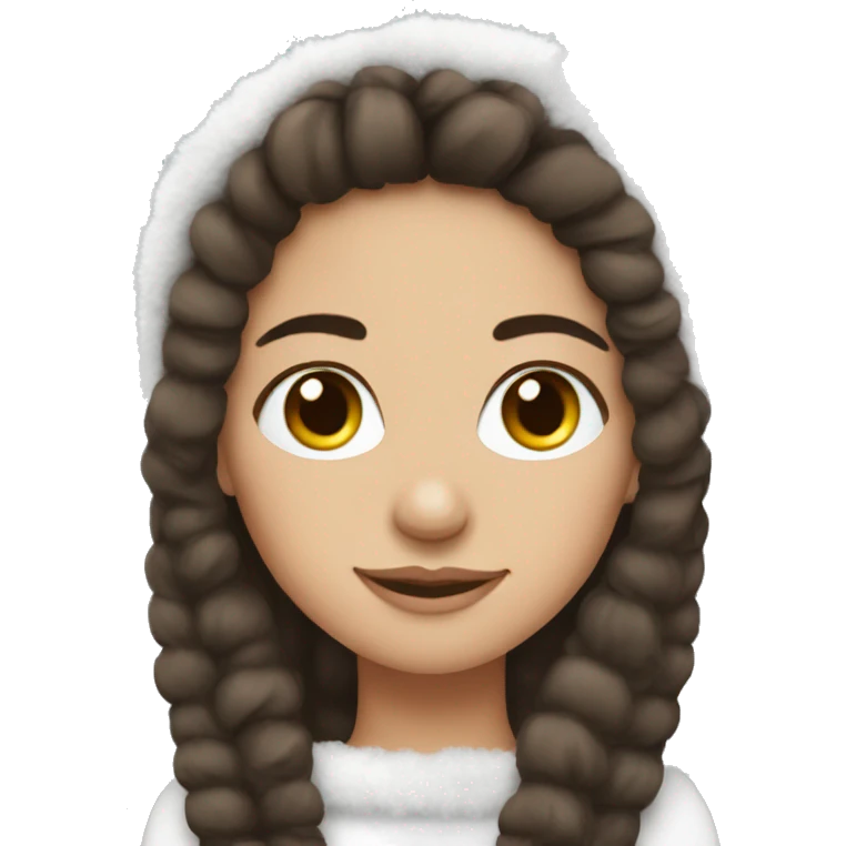 pretty brunette girl wearing white fuzzy headband for winter emoji