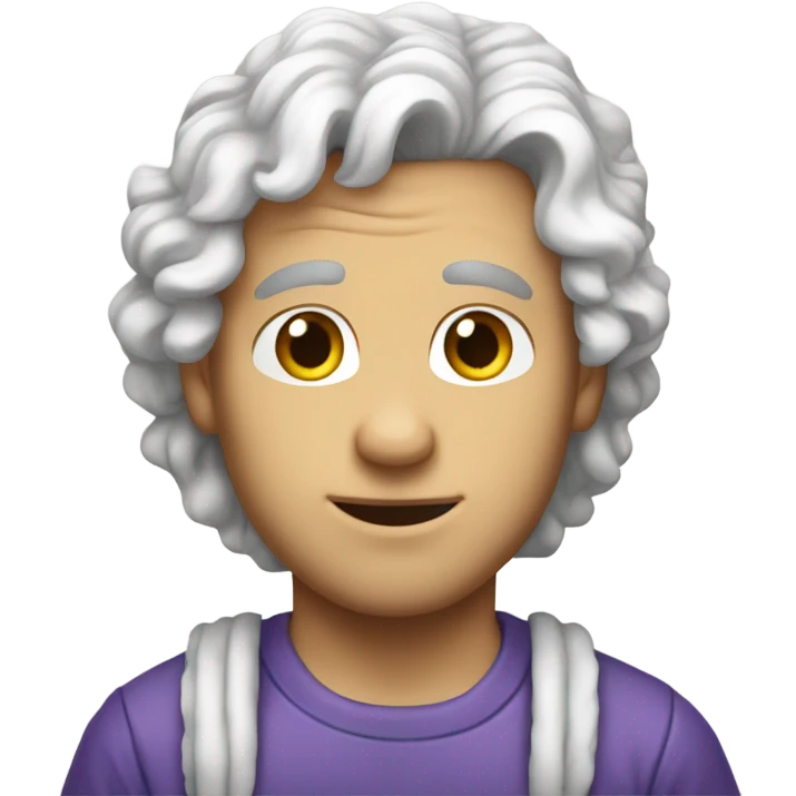 White guy with white curly hair and tied dye shirt emoji