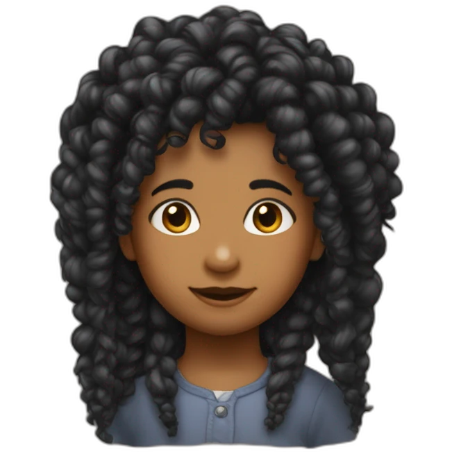 Enfant noire cheveux crépus frisés tressée avec des grosse lèvre emoji