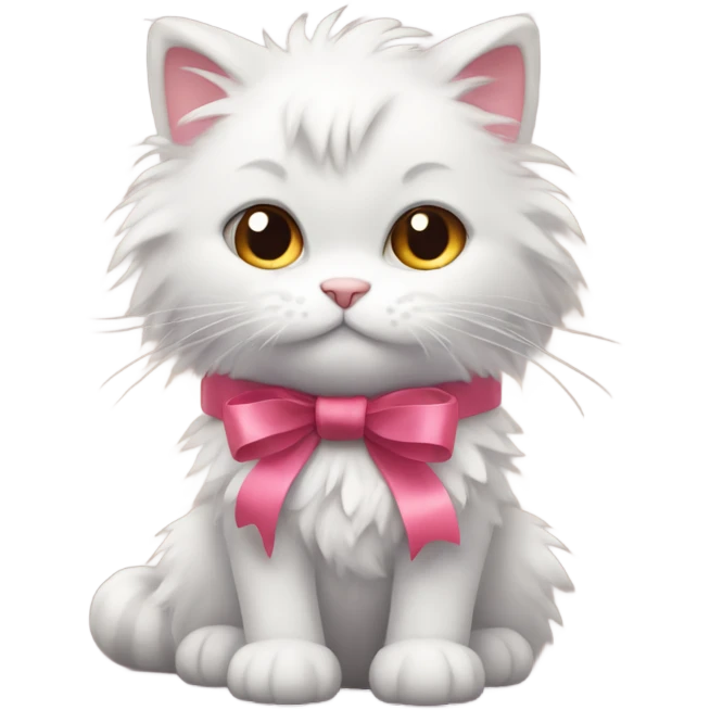Fluffy kitty with ribbon  emoji