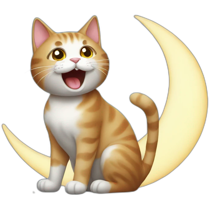 Cat meowing at the moon emoji