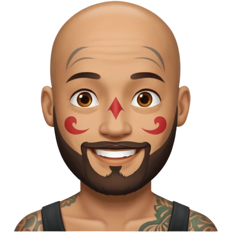 bald bearded man with face tattoo emoji