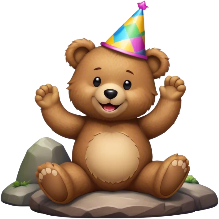  teddy on a rock party  emoji