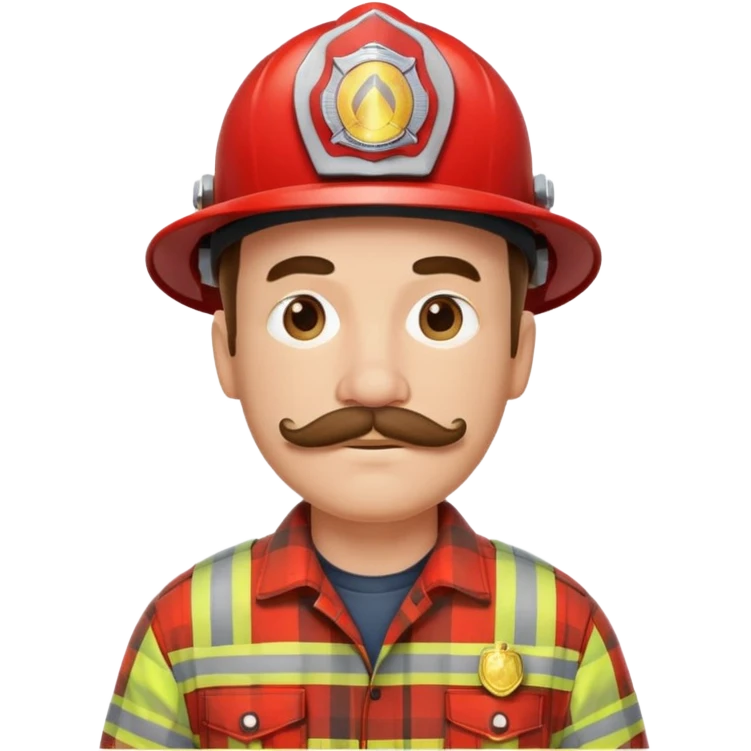 Man with fireman mustache, plaid shirt emoji