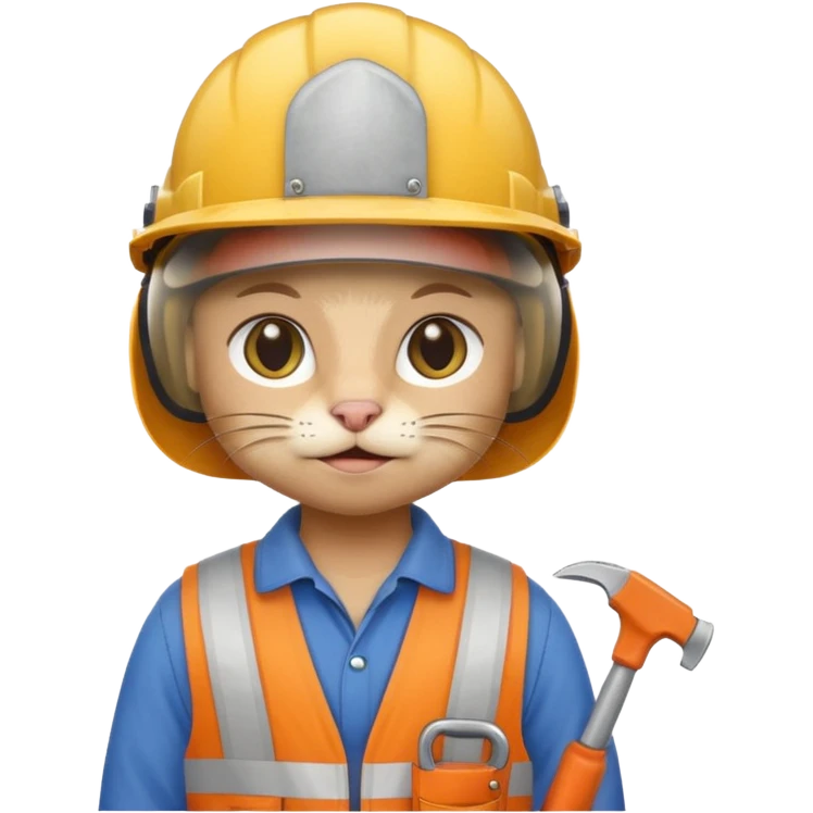 cat, handyman Outfit, wearing a Helmet emoji