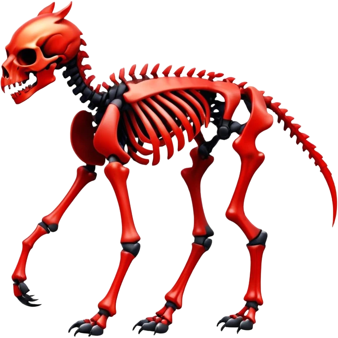 A black and red gradient epic shiny cool edgy skeletal animal, full body emoji