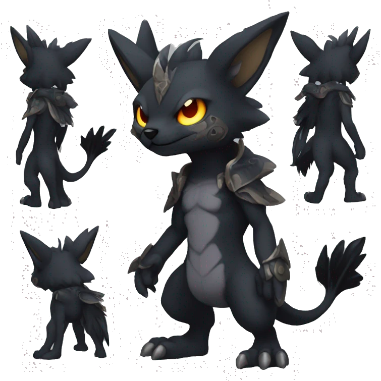 cool edgy fantasy dark-shadow-themed animal hybrid Fakemon full body emoji