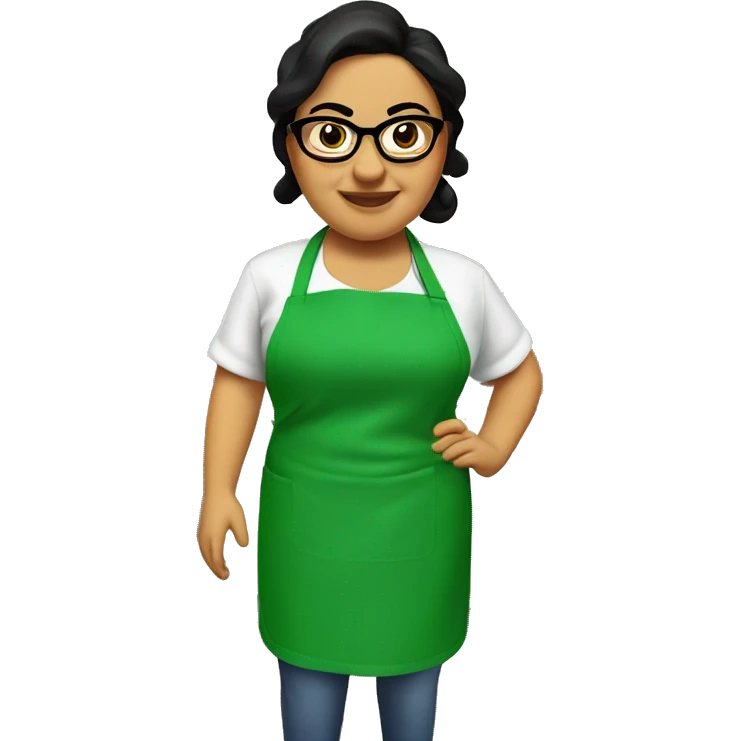 mexican chubby lady green apron  with glasses cooking tacos emoji