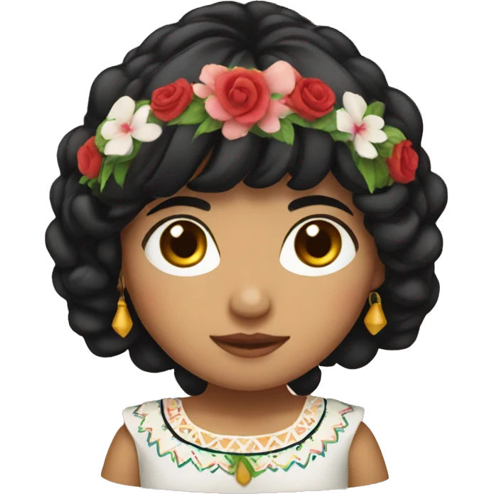 mexican female wit black hair and traditional blouse emoji