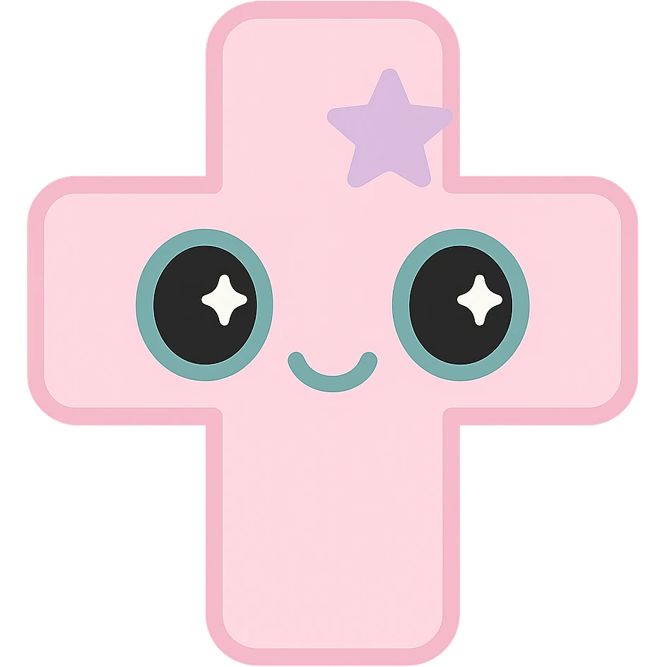 Make the white and black gothic kawaii phone case more minimal, reduce details, keep only one or two simple gothic symbols, big eyes, smiling, playful, cartoonish, no purse references, with no background. emoji