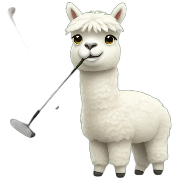 Alpaca swinging a golf club emoji