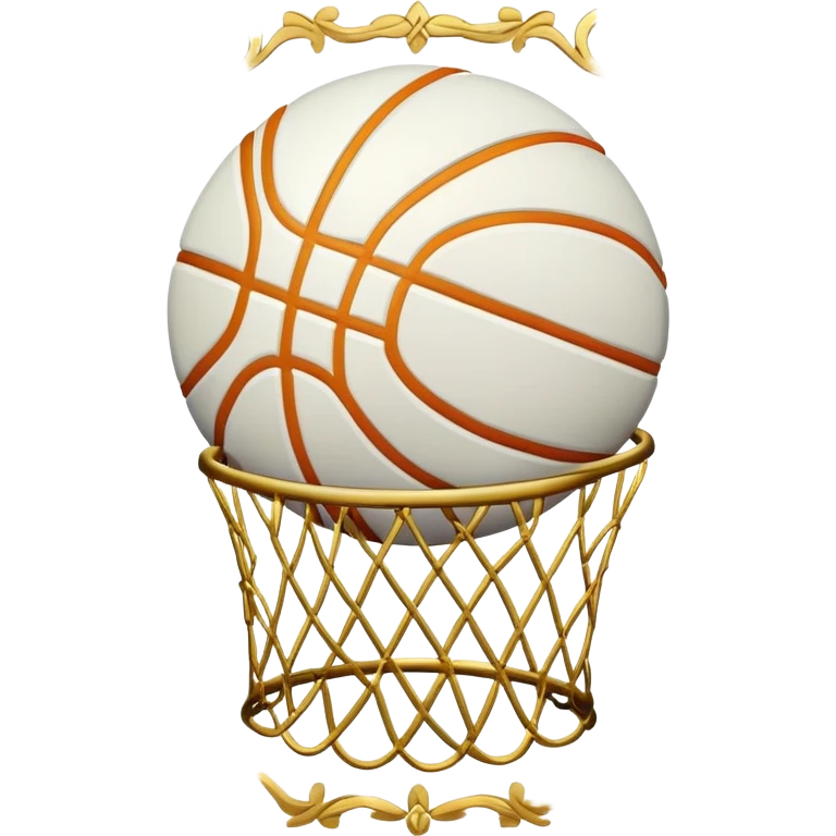 White basketball with golden decorative patterns emoji